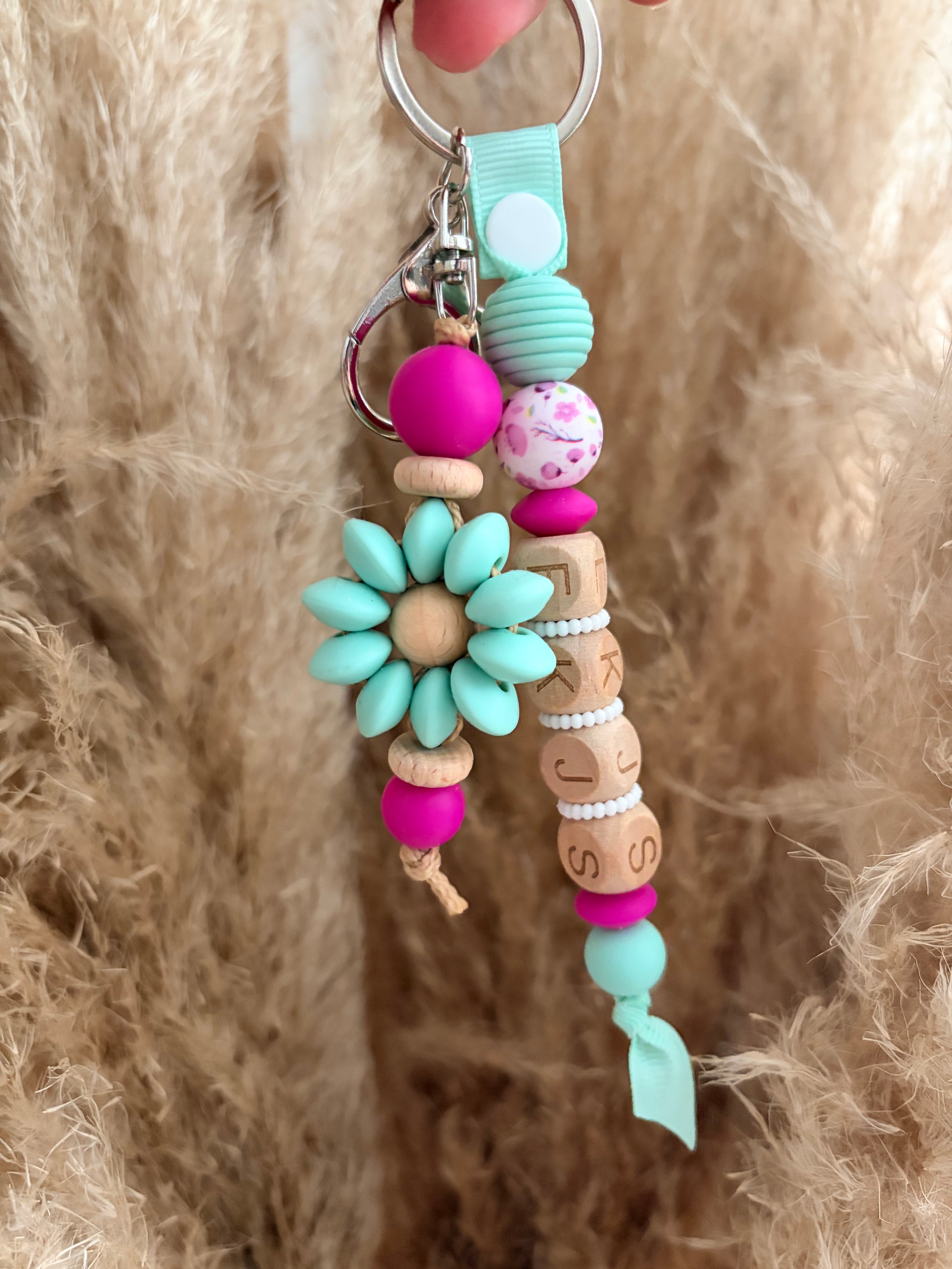 Porte clés double floral